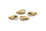 Brass Parrot Claps, 12 Raw Brass Lobster Claw Clasps (12x7mm) E092