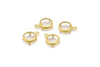 Brass Round Setting, 100 Raw Brass Round Settings With 1 Loop and 1 Pad Setting (11.5x9x3.5mm) E114