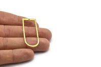 D Shape Rings, 4 Raw Brass Hammered D Shape Connectors With 1 Hole, Rings  (47x18x1.4mm) BS 1894