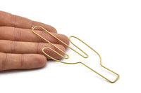 Brass Cactus Earring Finding, 2 Raw Brass Huge Wire Cactus Earring Wires, Jewelry Supplies, Findings, Charms (113x41x1mm) Bs 1703