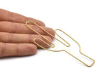 Brass Cactus Earring Finding, 2 Raw Brass Huge Wire Cactus Earring Wires, Jewelry Supplies, Findings, Charms (113x41x1mm) Bs 1703