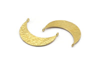 Hammered Crescent Pendant, 3 Raw Brass Hammered Crescent Pendants With 2 Loops (34x10x1.2mm) BS 1893