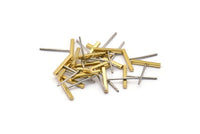 Rectangle Bar Stud, 24 Stainless Steel Earring Posts With Raw Brass Flat Bar Stud, Ear Studs (12x14mm) BS 1704