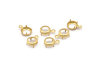 Brass Round Setting, 100 Raw Brass Round Settings With 1 Loop and 1 Pad Setting (9.5x7x3.5mm) E115