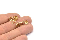 Brass Round Setting, 100 Raw Brass Round Settings With 1 Loop and 1 Pad Setting (9.5x7x3.5mm) E115