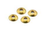 Round Bead Caps, 125 Raw Brass Bead Caps with Middle Hole (10mm) BS 1887