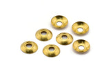 Round Bead Caps, 125 Raw Brass Bead Caps with Middle Hole (10mm) BS 1887