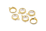 Brass Round Setting, 50 Raw Brass Round Settings With 1 Loop and 1 Pad Setting (17x13x3.6mm) E116