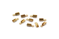 Brass Cord End Clasp, 250 Raw Brass Cord End Clasp With 1 Loop, Findings (8x3x2.5mm) E152
