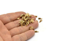 Brass Cord End Clasp, 250 Raw Brass Cord End Clasp With 1 Loop, Findings (8x3x2.5mm) E152