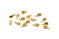 Brass Cord End Clasp, 250 Raw Brass Cord End Clasp With 1 Loop, Findings (7.5x2.5x2.2mm) E153