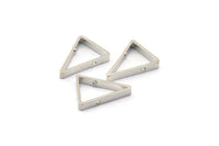 Silver Triangle Charm, 12 Silver Tone Triangles with 2 Holes (16x12x2.5x0.8mm) BS 2149