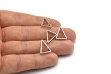 Silver Triangle Charm, 12 Silver Tone Triangles with 2 Holes (16x12x2.5x0.8mm) BS 2149
