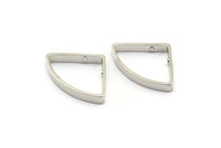 Silver Tone Triangle Charm, 12 Silver Tone Plated Brass Triangles with 2 Holes (20x15x2.4x0.7mm) BS 2150