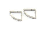 Silver Tone Triangle Charm, 12 Silver Tone Plated Brass Triangles with 2 Holes (20x15x2.4x0.7mm) BS 2150