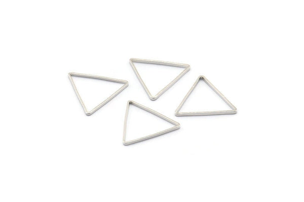 Silver Triangle Charm, 50 Silver Tone Triangle Ring Charms (15x0.8mm) BS 2148
