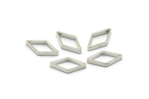 Silver Diamond Connector, 24 Silver Tone Diamond Connectors, Findings (16x9mm) BS 2109