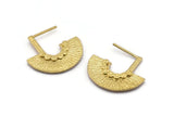 Geometric Earring Findings, 4 Raw Brass Ethnic Semi Circle Textured Earring Findings  (25x23x3mm) BS 2045