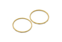 Brass Circle Connectors, 24 Raw Brass Textured Circle Connectors (21x0.8x1mm) BS 2073
