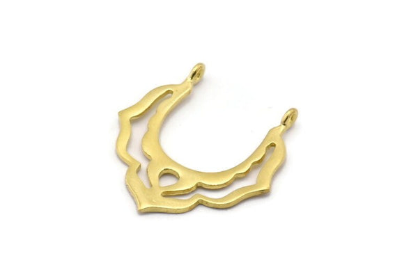 Brass Pendant Finding, 4 Raw Brass Pendant Findings With 2 Loops, Charms, Earrings, Findings (29x27x1mm) BS 1982