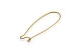 Brass Earring Wires, 50 Raw Brass Earring Wires (47x15x0.8mm) BS 2089