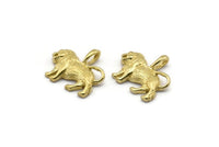 Brass Lion Charm, 10 Raw Brass Lion Pendants With 1 Loop, Earrings, Findings (15.5x13.5x2.7mm) BS 2051