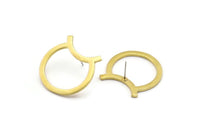 Abstract Earring Findings, 2 Raw Brass Geometric Earring Findings  (30x25x1.7mm) BS 1974
