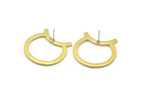 Abstract Earring Findings, 2 Raw Brass Geometric Earring Findings  (30x25x1.7mm) BS 1974