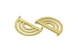 Brass Ethnic Pendant, 3 Raw Brass Semi Circle Pendant With 2 Loops (38x23x0.9mm) BS 1947