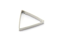 Silver Triangle Charm, 12 Silver Tone Triangles with 2 Holes (27x3x0.6mm) BS 2115