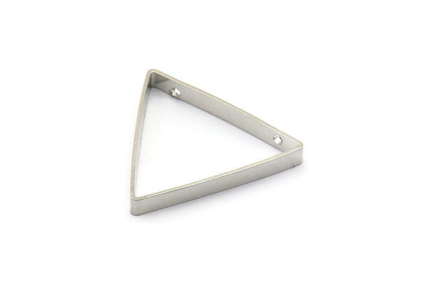 Silver Triangle Charm, 12 Silver Tone Triangles with 2 Holes (27x3x0.6mm) BS 2115