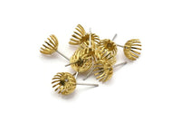 Earring Post Stud, 50 -  316L Stainless Steel Earring Posts With Raw Brass 8mm Flat Pad For 8mm Bead, Ear Studs BS 2129