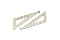 Silver Blank Triangles, 12 Silver Tone Triangles with 1 Loop (40x16x1mm) BS 2410