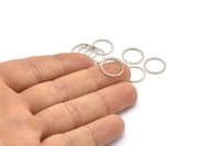 Silver Circle Connector, 50 Silver Tone Circle Connectors, Rings, Findings (13x0.80mm) BS 2418
