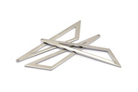 Silver Blank Triangles, 12 Silver Tone Triangles with 1 Hole (59x15x1mm) BS 2409