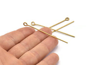 60mm Eye Pin, 25 Raw Brass Eye Pins, Findings (60x1.2mm) BS 2217