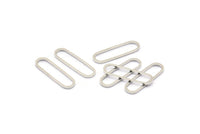Silver Oval Connectors, 50 Silver Tone Oval Connectors, Rings, Findings (20x6x0.7mm) BS 2166