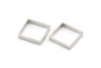 Silver Square Charm, 12 Silver Tone Square Ring Charms (18x3x0.8mm) BS 2163