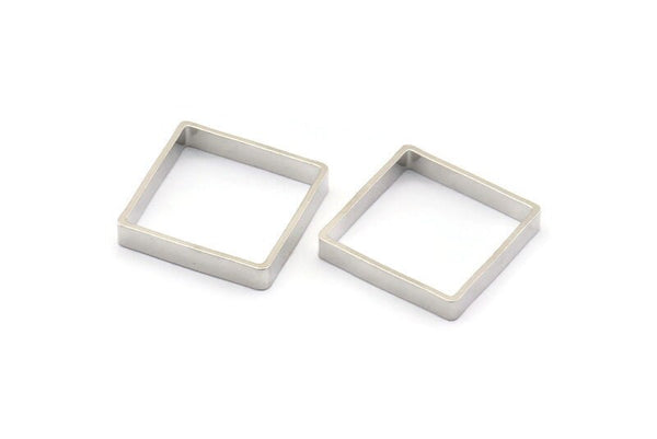 Silver Square Charm, 12 Silver Tone Square Ring Charms (18x3x0.8mm) BS 2163