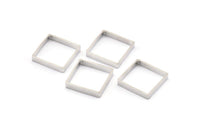 Silver Square Charm, 12 Silver Tone Square Ring Charms (18x3x0.8mm) BS 2163