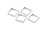 Silver Square Charm, 12 Silver Tone Square Ring Charms (18x3x0.8mm) BS 2163