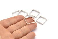 Silver Square Charm, 12 Silver Tone Square Ring Charms (18x3x0.8mm) BS 2163