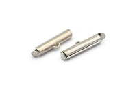 Silver Slide On End, 24 Silver Tone Slide On End Clasps for Seed Beads, Findings, Bracelets (20x4mm) BS 2162