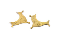 Brass Ethnic Pendant, 2 Raw Brass Ethnic Pendants With 2 Loops (40x55x1mm) E201