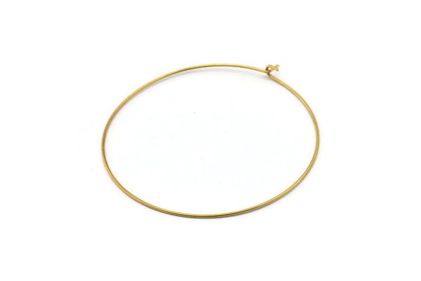 Brass Earring Wires, 25 Raw Brass Earring Studs, Wire Hoops (55x0.8mm) E181