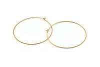 Brass Earring Wires, 25 Raw Brass Earring Studs, Wire Hoops (55x0.8mm) E181