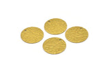 Brass Round Tag, 12 Raw Brass Textured Round Tags With 1 Hole, Stamping Tags (20x0.85mm) E196