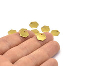 Brass Honeycomb Charm, 50 Raw Brass Hexagon Stamping Blanks With 1 Hole, Tags, Charms (10x0.8mm) E173