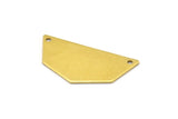 Raw Brass Pendant, 12 Raw Brass Five Edged Geometric Shape Blanks With 2 Holes (32x16x0.80mm) E159