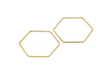 Hexagon Ring Charm, 12 Raw Brass Hexagon Shaped Ring Charms (40x1mm) E306